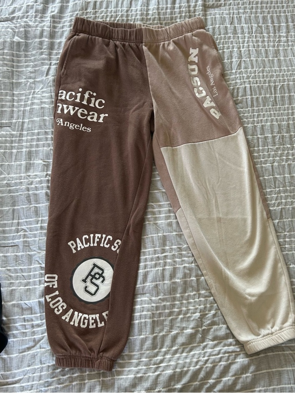 Pacific Sunwear Two-Tone Brown & Cream Sweatpants